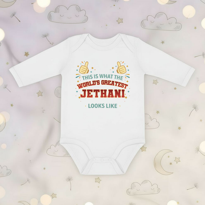 This is What the World's Greatest Jethani Looks Like Long Sleeve Onesie