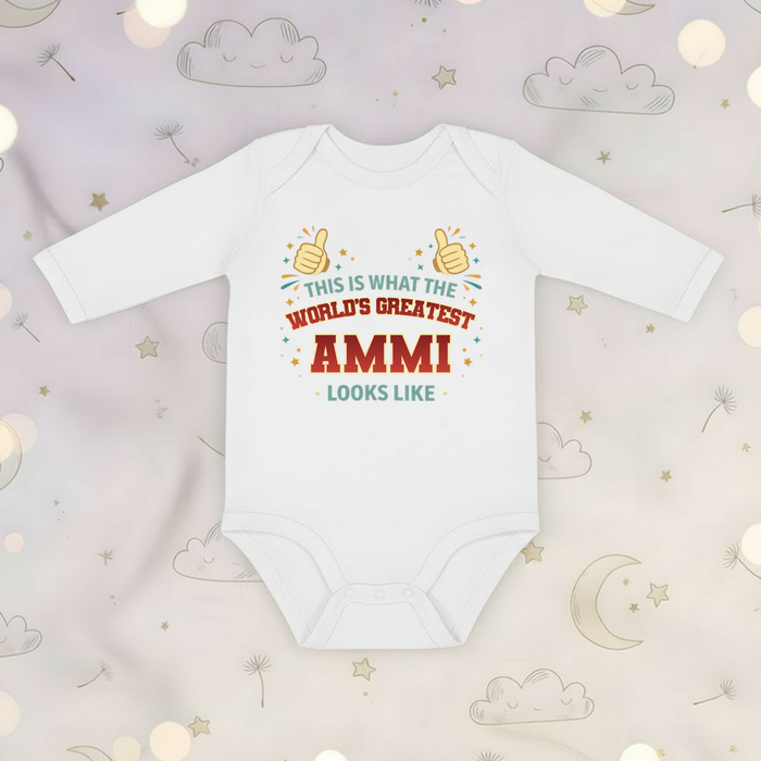 This is What the World's Greatest Ammi Looks Like Long Sleeve Onesie