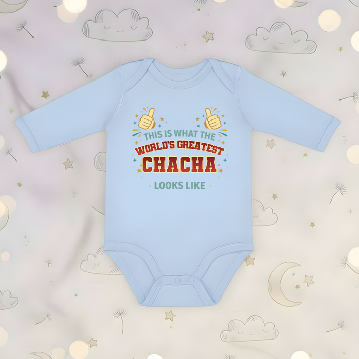 This is What the World's Greatest Chacha Looks Like Long Sleeve Onesie