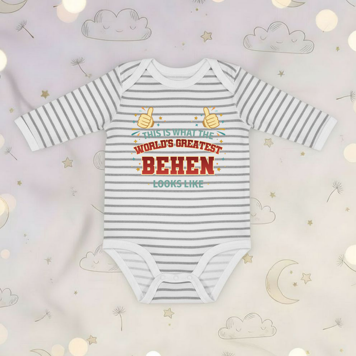 This is What the World's Greatest Behen Looks Like Long Sleeve Onesie