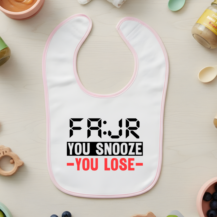 GOLD Fajr You Snooze You Lose Terry Bib