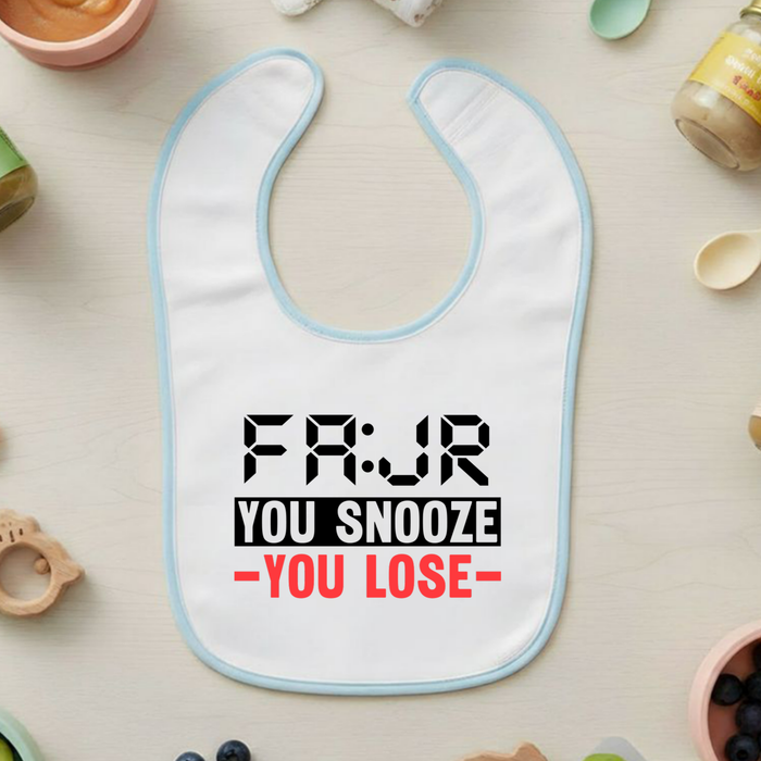 GOLD Fajr You Snooze You Lose Terry Bib
