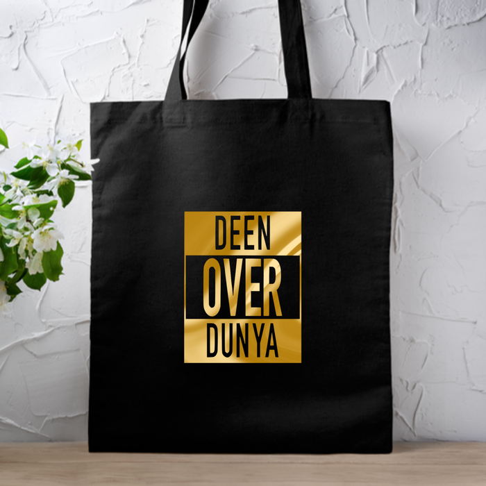 GOLD Deen Over Dunya Tote Bag