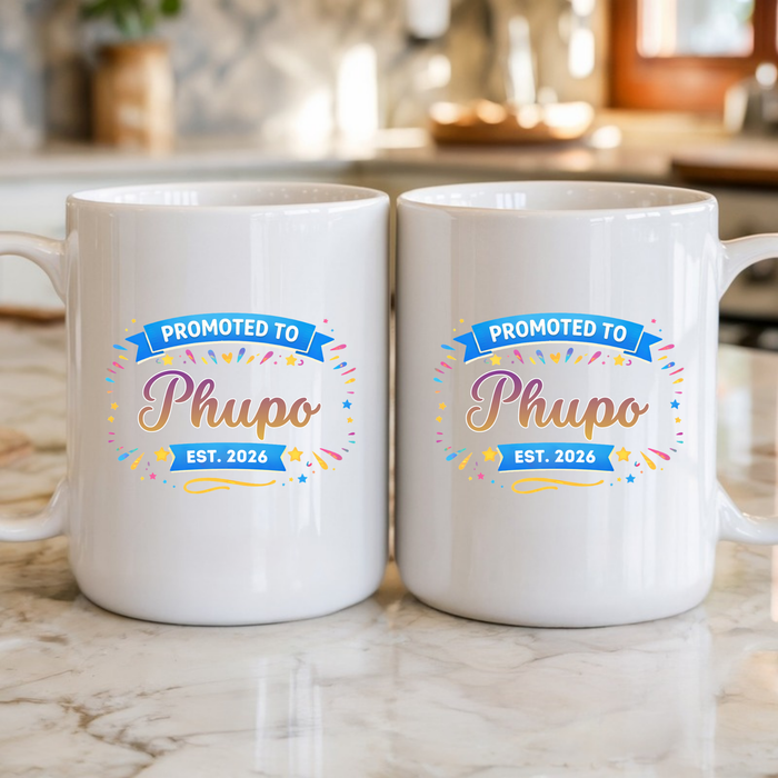 Promoted to [Relative] Est. [Year] Personalized Mug