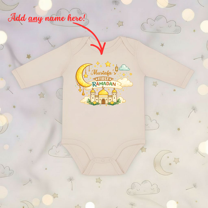 Personalized My First Ramadan Colorful Long Sleeve Onesie