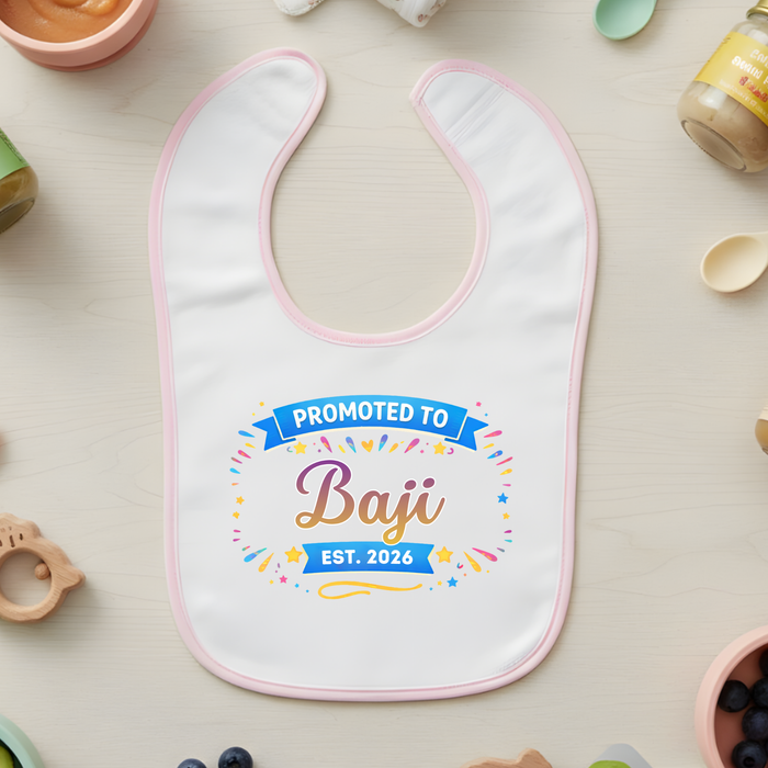 Promoted to [Relative] Est. [Year] Personalized Terry Bib