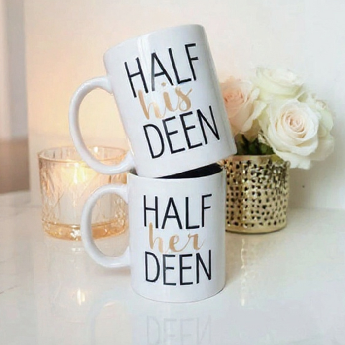 Couples "Half His Deen" & "Half Her Deen" Mugs (Set of 2)