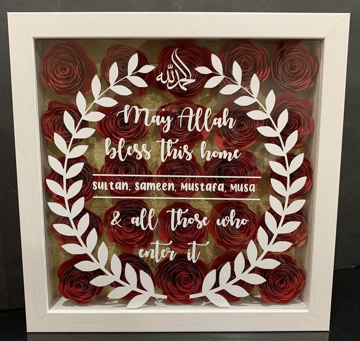 Custom Calligraphy 3D Flower Shadow Box