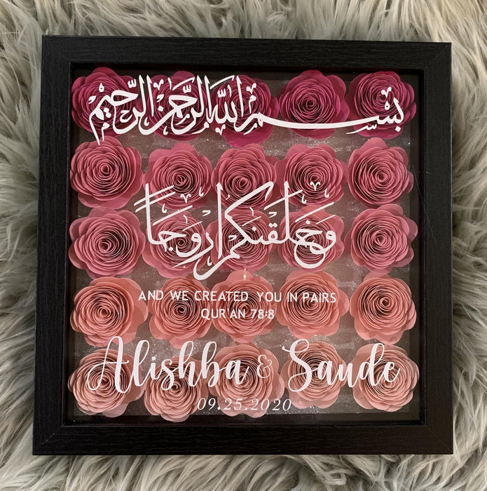Custom Calligraphy 3D Flower Shadow Box