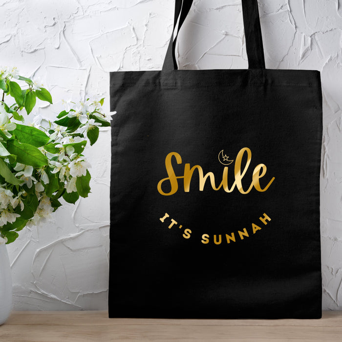 GOLD Smile It's Sunnah Tote Bag